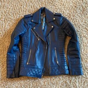 Dark Blue Navy Genuine Leather Jacket